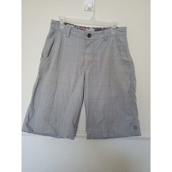 Lululemon Mens Golf Shorts Plaid Gray Asian Accent Size 30 Altered from 34 to 30 - Picture 1 of 16